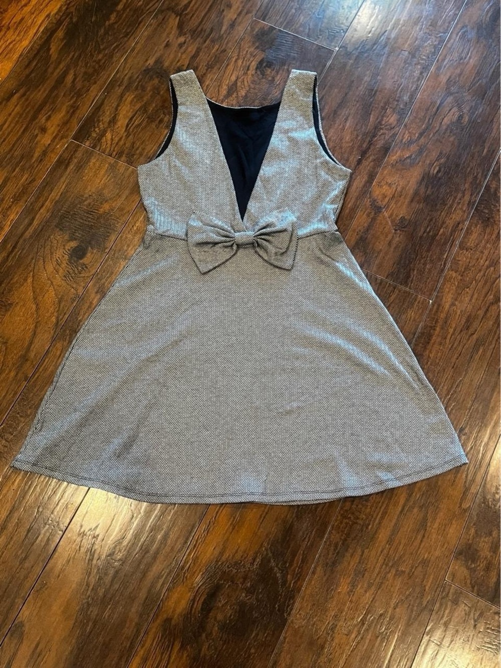 Monteau Silver Bow-Front A-Line Girls Dress